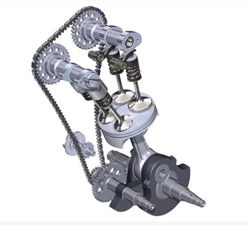 Motorcycle engine intake and exhaust valves