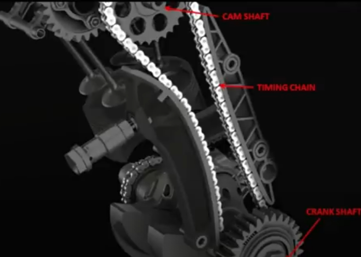 Timing chain connects cam shaft to crank shaft