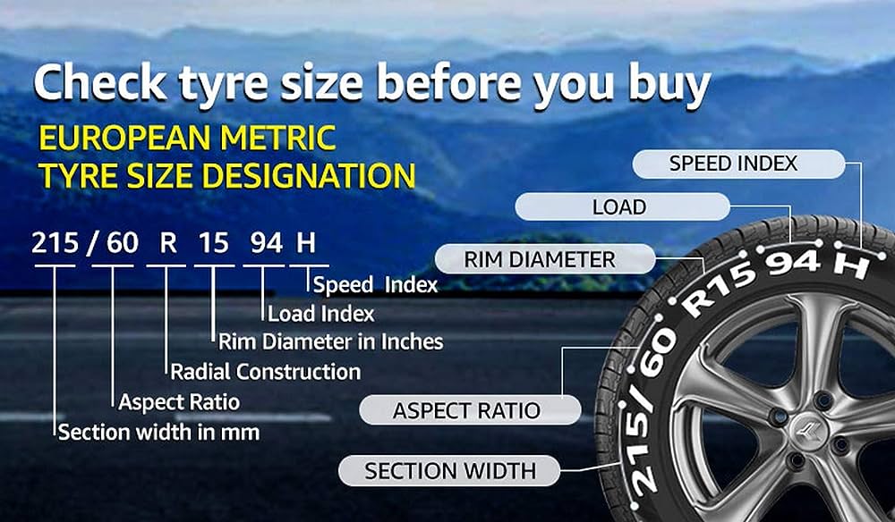 tyre size chart guide